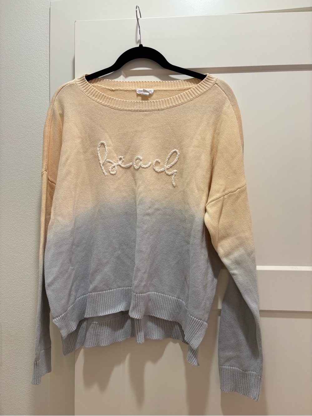 Tribal Beach Word Ombre Yellow Blue Sweater